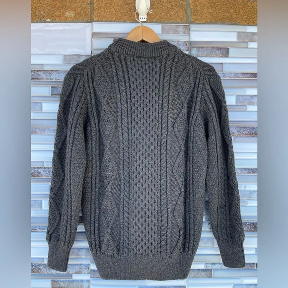 Marc Jacobs Aran Charcoal Chunky Cable Knit Wool Sweater Pullover small - Picture 9 of 16